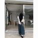 ELLE Frayed Denim Strap For Women, Spring New Vintage Design, Niche Waist-Cinching Mid-Length Dress_mkmklike.com