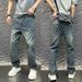 Men's All-Over Print Jacquard Jeans | Retro American Streetwear Baggy Straight Leg Pants For Casual Wear_mkmklike.com