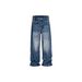 Men's Retro High Street Style Pleated And Studded Jeans Loose Fit Slimming Straight Leg Wide Leg Pants American Fashion_mkmklike.com