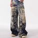 Men's Graffiti Destroyed 3D Digital Distressed Jeans Street Niche Design Straight Loose Wide Leg Trousers_mkmklike.com