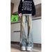 BOY Washed Gradient Color Lightning Pattern Tie-Dye Jeans For Men American High Street Vibe Slimming Straight-Leg Slightly_mkmklike.com