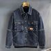 Autumn Winter High-End Multi-Pocket Workwear High Street Loose Turn-Down Collar American Retro Denim Jacket Men_mkmklike.com