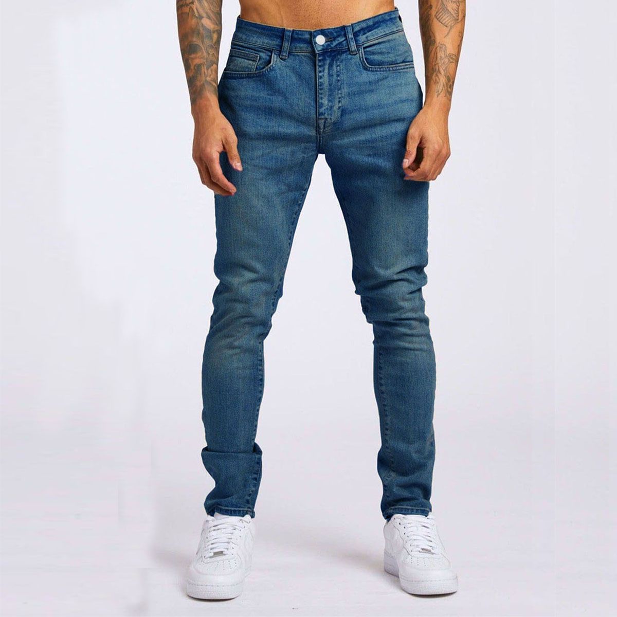 Men's Slim Fit Jeans - Vintage Washed Denim Pants With Stretch Comfort, Classic Straight Leg For Casual & Streetwear (Multiple Colors & Sizes)_mkmklike.com