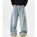 Men's Clothing American Retro Pleated Washed Blue Scimitar Jeans Simple Trend Lazy Japanese Style Ins Popular New Style_mkmklike.com