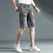Men's Vintage Embroidered Denim Shorts Straight Fit Stretch Fabric Horse Motif Retro Streetwear 28-38_mkmklike.com