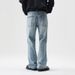 Men's Clothing Light Colored Jeans Loose Straight Leg Mopping Pants Washed High Street Slightly Flared Wide Leg Pants_mkmklike.com