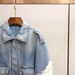 Women's Winter Denim Jacket Korean Style Beaded Lapel Cotton Coat_mkmklike.com