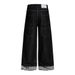 Loose Wide-Leg Jeans High Street Workwear Multi-Pocket Design Color Block Patchwork Frayed Straight Long Pants For Men_mkmklike.com