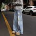 American Vintage Lacquered Graffiti Jeans Men's High-rise Straight Wide-leg Pants 2026 New Casual And Versatile Cargo Pants_mkmklike.com