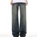 Men's Clothing Retro High Street Blue Distressed Wide Leg Jeans Loose Fit Slimming Straight Leg Floor Length Trousers For Men And Women Trendy Brand_mkmklike.com