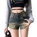 American Retro High Street Denim Shorts For Women In Summer, Thin Style, Spicy Girl, High Waist, Slim Fit, Versatile, A-line Hot Pants_mkmklike.com