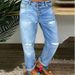 Women's Clothing Distressed Straight-Leg Jeans For Women - Vintage Washed Denim Pants With Ripped Details (Light Blue, S-2XL)_mkmklike.com