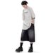Unisex Retro Washed Distressed Black Cropped Jeans Summer Casual Wide Leg Over The Knee Pants Unisex_mkmklike.com