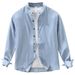 Retro Denim Stand Up Collar Long Sleeved Shirt For Men, Casual Casual Loose Top, Trendy_mkmklike.com