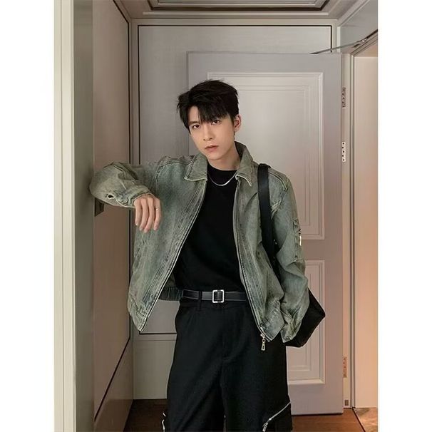 High Street Washed Denim Jacket For Men In Spring And Autumn_mkmklike.com