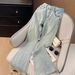 Women's Sparkly Light Blue High Waisted Jeans – Stretchy Slim Fit With Slight Flare, Heavy Duty Denim For Spring & Autumn_mkmklike.com