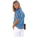 K New Arrival Versatile Princess Sleeve Turn-Down Thin Denim Shirt Casual Top For Women_mkmklike.com