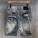 Hong Kong Version High-end Cotton Texture Vintage Washed Ripped Denim For Men, Summer Thin Straight-leg Knee-length_mkmklike.com