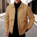 Cross-border Bestseller: European And American Men's Solid Color Lapel Patch Pocket Workwear-style Coat, Single-breasted_mkmklike.com
