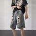 Men's Clothing Ripped Denim Shorts Men's Summer Thin American High Street Zipper Slit Loose Straight Casual Five Point Pants_mkmklike.com
