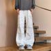 High-Quality Original Tie-Dye Jeans Men's High Street Cool Casual Tall Long Dirty White Straight-Leg Pants Trendy_mkmklike.com