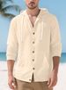 European And American Cross-Border Solid Color Fashion Shirt Men's Casual Sports Cotton Linen Long Sleeve_mkmklike.com