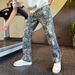 Straight Jeans Men's Trendy Brand Full Printing Micro-pull Pants Ruffian Handsome Men's Pants 2026 New Trousers High-end Casual Pants_mkmklike.com