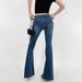 Women's Clothing Sexy Low Waist Slim Hip Hugging Raw Edge Flared Pants Women's Washed Micro Flared Denim Long Pants_mkmklike.com