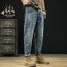 New Retro Washed Jeans Men's Trendy Brand American Slim-fit Jeans Men's Ripped And Fattened Plus Size Jeans_mkmklike.com