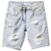 Men's Clothing Big Hole Five Point Pants Trendy Washed Light Blue Denim Shorts_mkmklike.com