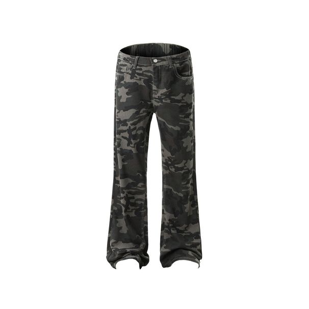 American Style Camouflage Denim Casual Loose Street Fashion Men's Outdoor Functional Vibe Flared Pants_mkmklike.com