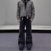 Vintage Multi-Pocket Cargo Jeans For Teens - Distressed Loose Fit Straight Leg Pants (Black Grey, Khaki, Black)_mkmklike.com