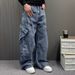 Men's Retro Workwear Jeans High Street Style Slim Fit Casual Straight Leg Wide Leg Trousers Trendy Loose_mkmklike.com