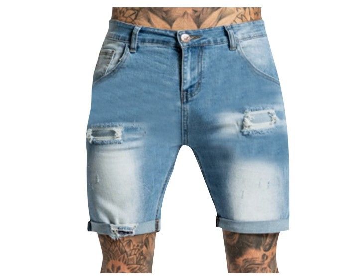 Men's Clothing Classic Men's Denim Shorts - Mid-Thigh 5-Inch Inseam Straight Leg Casual Summer Jeans Shorts - S-XXL (Non-Stretch Cotton)_mkmklike.com