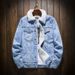 Northfold Lamb Wool Denim Jacket For Men, Fleece-Lined And Thickened Coat, Korean Trendy Loose Cotton Jacket, Ins Hong Kong Style_mkmklike.com