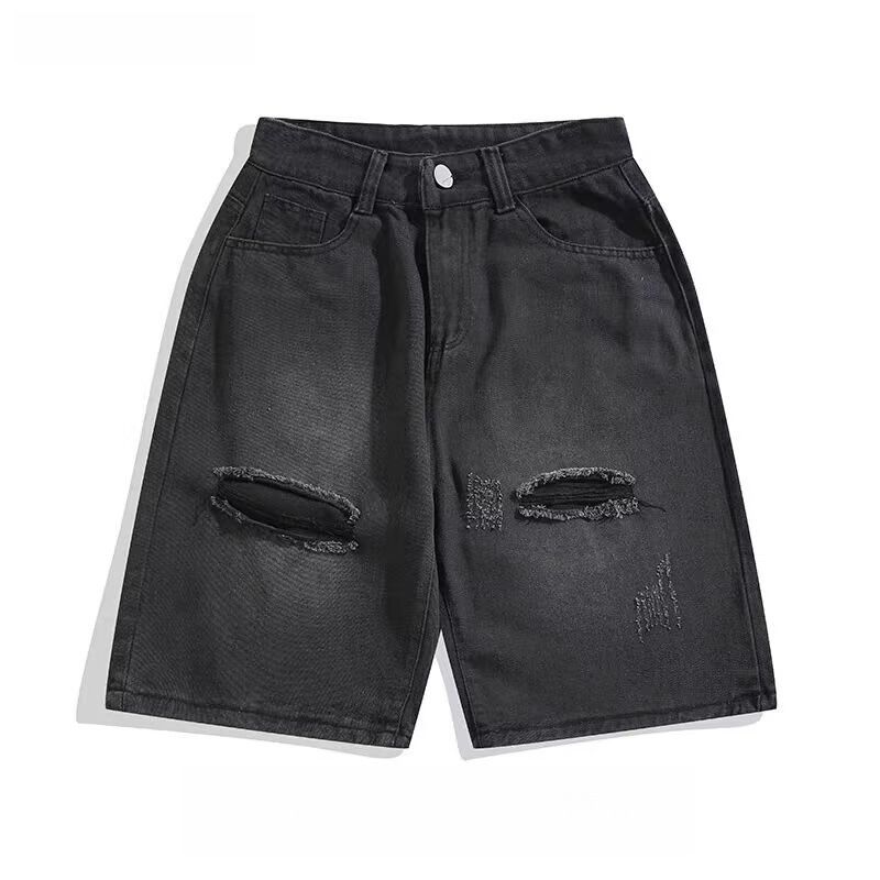 Men's Ripped Denim Shorts High Street Style Fashionable Versatile Casual Simple Five Point Pants Trendy Cool_mkmklike.com
