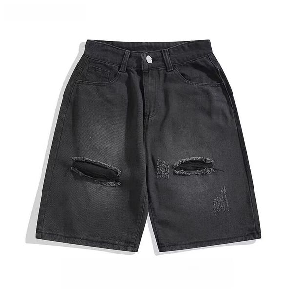 Men's Ripped Denim Shorts High Street Style Fashionable Versatile Casual Simple Five Point Pants Trendy Cool_mkmklike.com