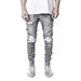 Men's Slim Fit Stretch Denim Jeans - Ripped Black & Grey Skinny Pants For Streetwear & Motorcycle Style_mkmklike.com
