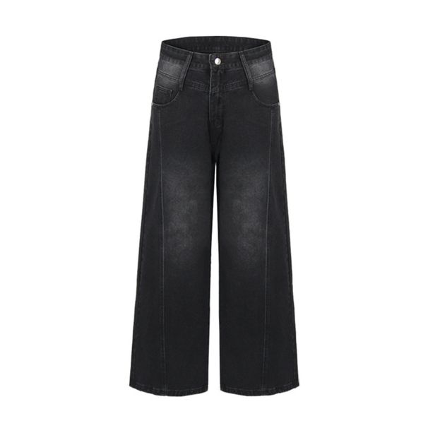 Street Style Denim Washed Vintage Distressed Punk Wide-Leg Loose Dad Men's Versatile Straight-Leg Pants_mkmklike.com