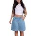 ATC90477 Women's New 2023 Summer High-Waisted Thin Loose Slimming Denim Shorts For Outerwear_mkmklike.com