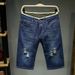 Men's Breathable Summer Riding Breeches Light Blue Denim Shorts Five Point Trendy Four Point Seven Point Pants_mkmklike.com