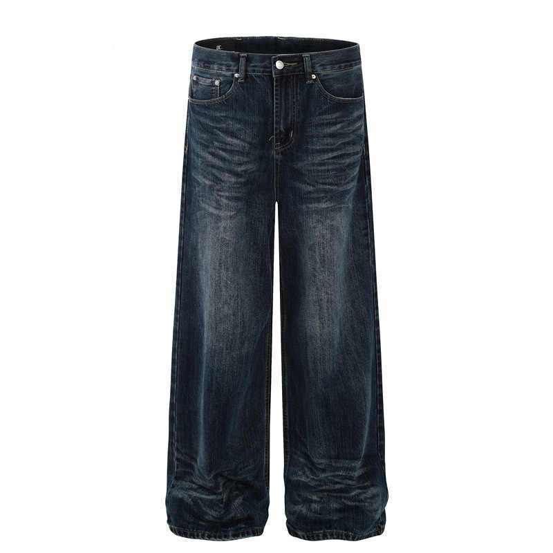 Vintage Washed Denim Jeans For Men – Classic Straight Fit With Distressed Details | 55% Polyester | Sizes M-5xl_mkmklike.com