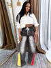 Women's High-Waisted Distressed Denim Pants – Color-Block & Ombre Washed Jeans (Drawstring Waist, Relaxed Straight Fit, Vintage Casual Style)_mkmklike.com