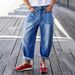 Stretch Casual Cropped Jeans Banana Style for Women Spring Autumn Summer Regular Fit Cotton Solid Color Y2K Trend_mkmklike.com