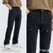 Men's Retro Bootcut Jeans – Korean Style Washed Denim With Rivet Stitching (Black, S-XL)_mkmklike.com