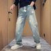Men's Trendy Drawstring Jeans Five Pointed Star Elastic Waist Casual Pants Spring Autumn Style 2026 New Arrivals_mkmklike.com