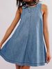 K Cowboy Dress Women's New Casual Sleeveless Backless Short Skirt_mkmklike.com