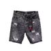 Trendy Brand Fashion Personality Embroidery Slim Straight Leg Denim Shorts Men Ins Korean Version Trendy Summer Black_mkmklike.com