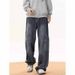 Men's Multi Pocket Cargo Jeans Trendy Loose Fitting Curved Cut Versatile Straight Leg Denim For Spring Autumn_mkmklike.com