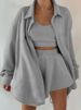 Women's clothing long sleeved jacket shorts vest three piece sports casual sweater suit_mkmklike.com